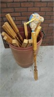 12 balusters , trash can, horse toy