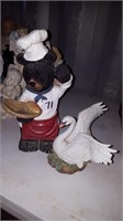Masterpiece Porcelain Swann & bear chef figurine