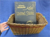1960 atlas in an old basket