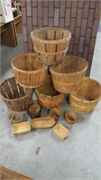 Several vintage wooden baskets