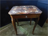 Italian Inlaid Wood Music Box Table