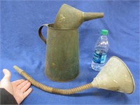 antique 4qt oil pitcher & old gas funnel