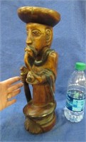wooden carved statue folk art - "man smoking pipe"