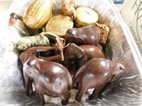 Misc Lot-Wooden Elephants,Decorative Trinket Boxes