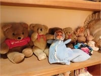 Contents of 2 Shelves-Dolls, Teddy Bears,