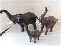 3 Wooden Elephants