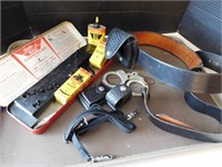 City Police issued Gun Belt, Handcuffs(no key),
