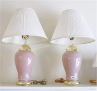 Lot of 2 pink glass electric table lamps