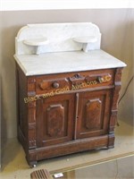Walnut Victorian marble top washstand