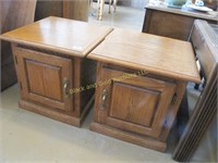 Pair: 17" square oak end tables