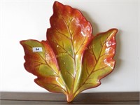 Large ceramic divided leaf dish
