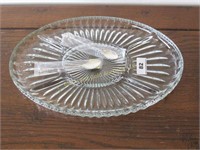 13" oval glass divided tray