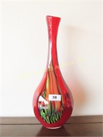 14 1/2" primarily red art glass vase