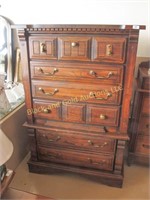 53" tall oak 5 drawer chest, sturdy