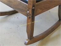 Mission elm rocker with re-covered seat