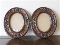 Pair oval wooden picture frames
