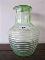 Green depression glass water bottle