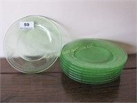 Lot of 8: 6" green depression glass plates