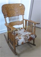 Quarter sawn oak rocker, spindle back and sides