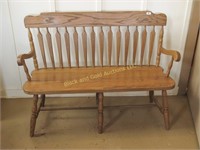 Oak 48" long slat back bench