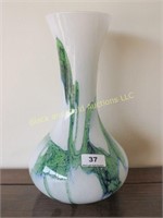 12" tall art glass vase