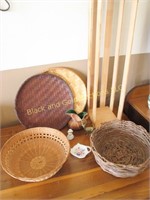 Group lot including baskets, china, cd rack, more