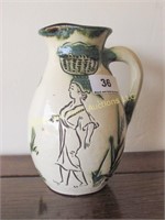 6 1/2" pottery pitcher, Oriental mark on base