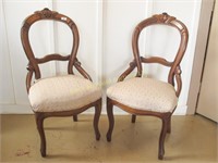 Lot of 2: walnut Victorian ladies parlor chairs