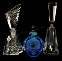 (3) Art Glass & Crystal Perfume Bottles W/ Sorelle