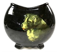 Weller Dickens Ware Pottery Vase W/ Dog Portrait