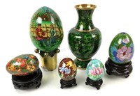 Hand Painted & Cloisonne Eggs & Vase