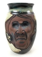 Sebring Signed Stoneware Vase W/ Face