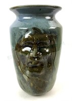 Sebring Signed Stoneware Pottery Vase W/ Face