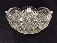 Ornate Cut Glass Bowl (8 Inch Diameter &
