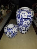 2 broken glass pottery vases