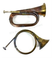 (2) Vintage Brass & Copper Bugles