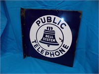 BELL SYSTEM PUBLIC TELEPHONE DBL SIDED PORCELAIN