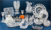 Lot Vintage Cut Glass Lead Crystal Bowls Plates +