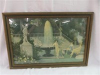 ANTIQUE PRINT "LOVE AND BEAUTY" 16"T X 24.5"W