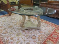 ORNATE SCHNADIG CORP. BEVELED GLASS DINING TABLE