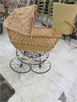 VINTAGE DOLL AND BUGGY 33"T X 26"W