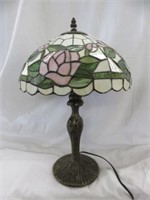 STAINED GLASS PARLOR LAMP 18.5"T