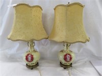 PAIR OF FRENCH STYLE BEDSIDE LAMPS  16.5"T