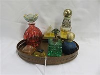 VANITY TRAY WITH PERFUME BOTTLES 8.5"W