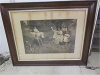 ANTIQUE WAVY GLASS FRAMED PRINT "WELL DONE"