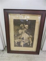 ANTIQUE WAVY GLASS FRAMED PRINT "OUT OF REACH"