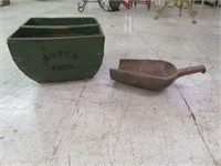 ANTIQUE PRIMITIVE MOYER FEED BUCKET AND SCOOP