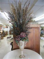 LARGE FLORAL IN FIGURAL URN 65"T