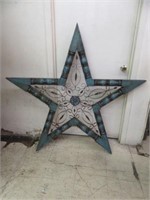 ORNATE CARVED WOOD AND METAL STAR 54"T X 56"W