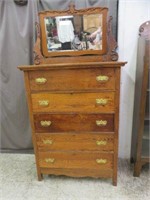 ANTIQUE CARVED AMERICAN OAK HIGHBOY WITH